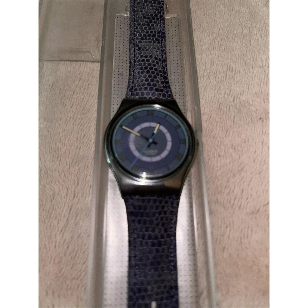 Wristwatch SWATCH Gent ALEXANDER (GX123)-NEW/NOS-blue leather/classic-very nice!